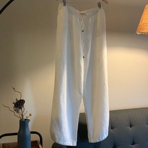 Soft Surroundings 100% linen cream colored pants
